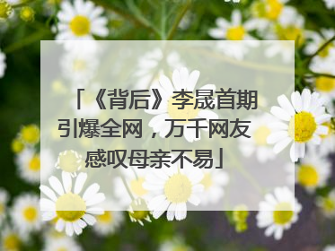 《背后》李晟首期引爆全网，万千网友感叹母亲不易