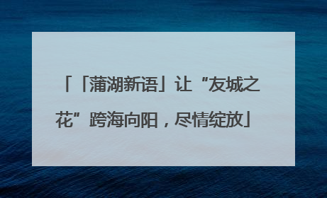 「蒲湖新语」让“友城之花”跨海向阳，尽情绽放