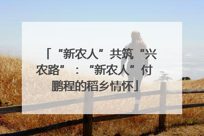 “新农人”共筑“兴农路”：“新农人”付鹏程的稻乡情怀