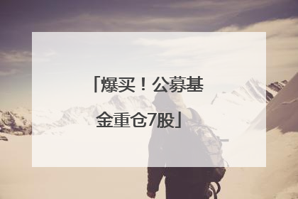 爆买！公募基金重仓7股