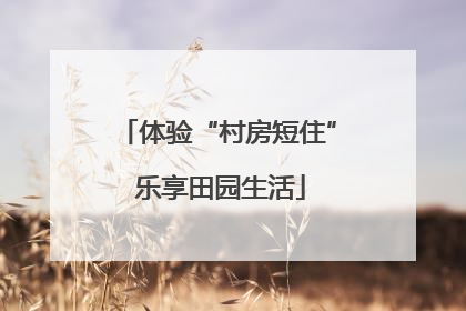 体验“村房短住” 乐享田园生活