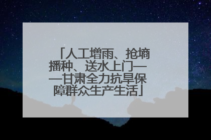 人工增雨、抢墒播种、送水上门——甘肃全力抗旱保障群众生产生活