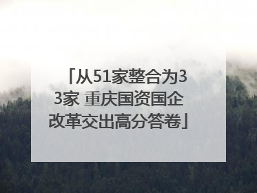 从51家整合为33家 重庆国资国企改革交出高分答卷