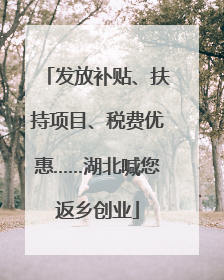 发放补贴、扶持项目、税费优惠……湖北喊您返乡创业