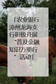 农业银行漳州龙海支行积极开展“普及金融知识万里行”活动