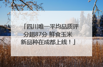 四川唯一平均品质评分超87分 鲜食玉米新品种在成都上线！