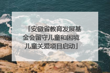 安徽省教育发展基金会留守儿童和困境儿童关爱项目启动