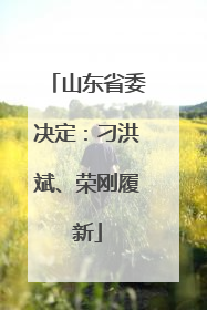 山东省委决定：刁洪斌、荣刚履新