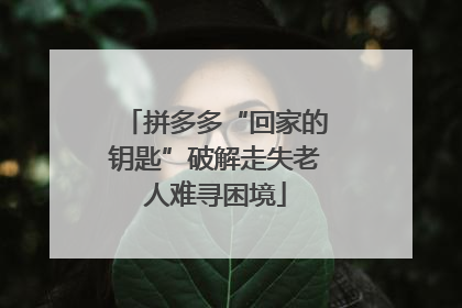 拼多多“回家的钥匙”破解走失老人难寻困境