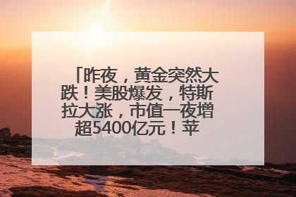 昨夜，黄金突然大跌！美股爆发，特斯拉大涨，市值一夜增超5400亿元！苹果传来大消息