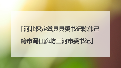 河北保定蠡县县委书记陈伟已跨市调任廊坊三河市委书记