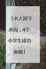 老人掉下水沟，4个小学生成功施救