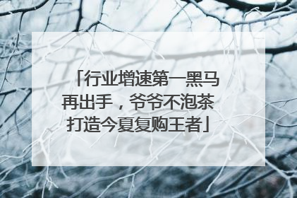 行业增速第一黑马再出手，爷爷不泡茶打造今夏复购王者