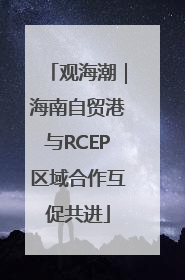 观海潮｜海南自贸港与RCEP区域合作互促共进