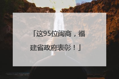 这95位闽商，福建省政府表彰！