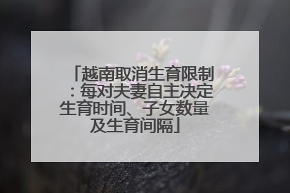 越南取消生育限制：每对夫妻自主决定生育时间、子女数量及生育间隔