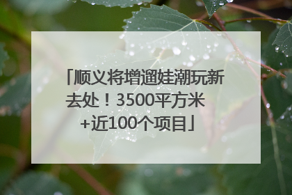顺义将增遛娃潮玩新去处！3500平方米+近100个项目